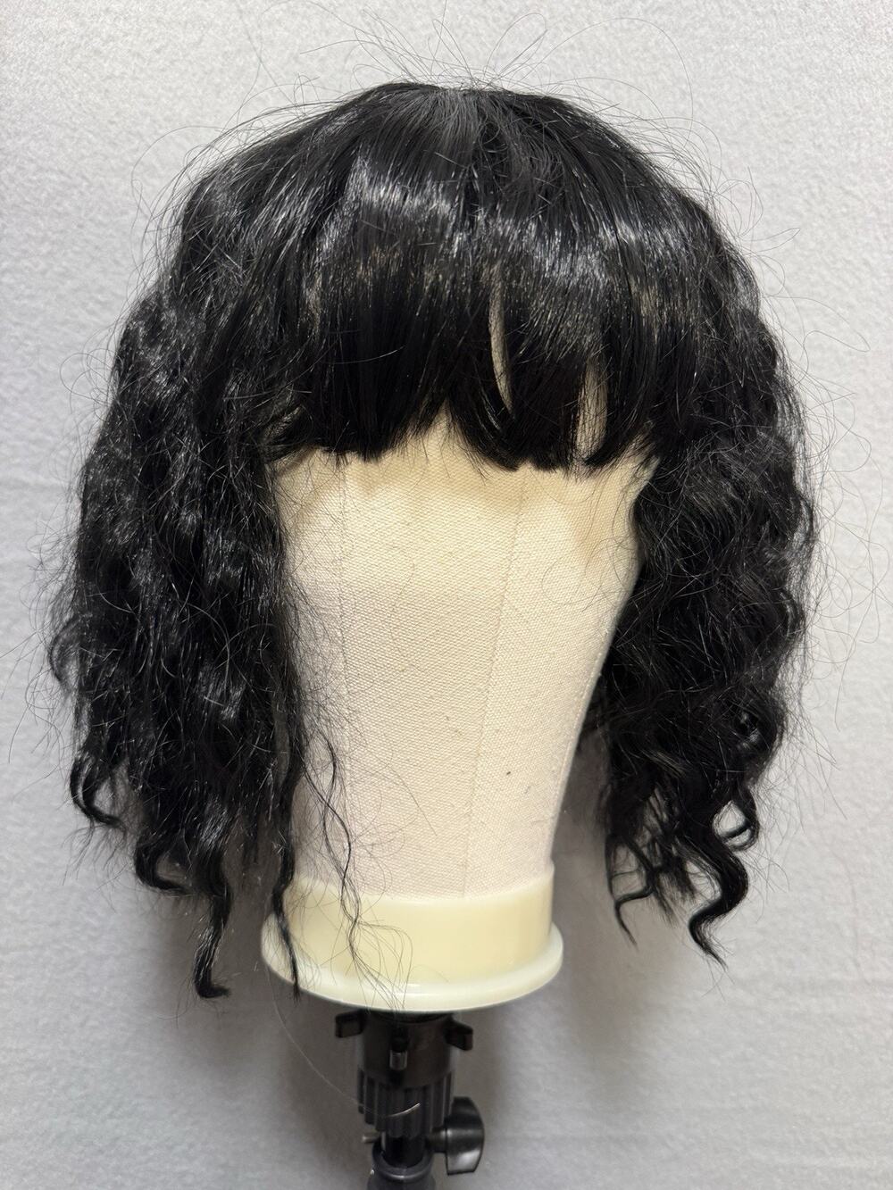 Short Black Wavy Bob With Bangs Black Synthetic Wig Cosplay Costume OUTRE